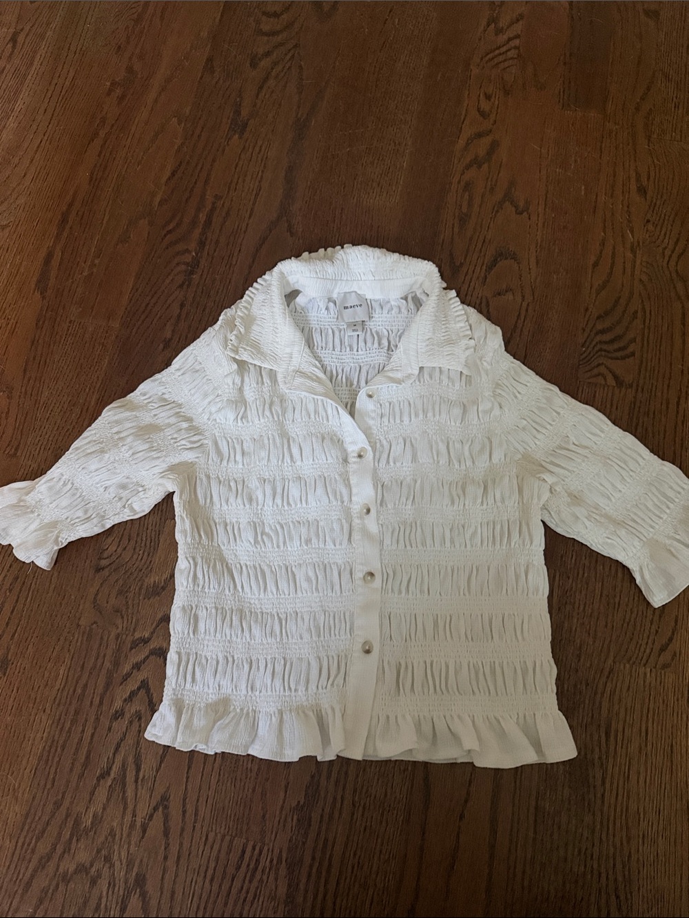 Maeve from Anthropologie Smocked Button-Front top sz medium - Picture 5 of 11